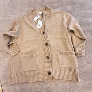 FOR THE REPUBLIC Oatmeal Knit Cardigan Sweater Buttons Pockets Women's M